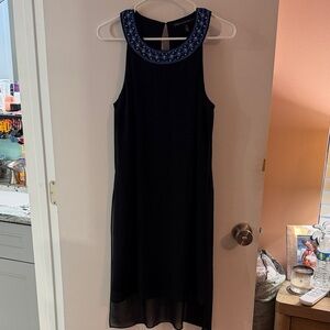 White House black market black dress with embroidery